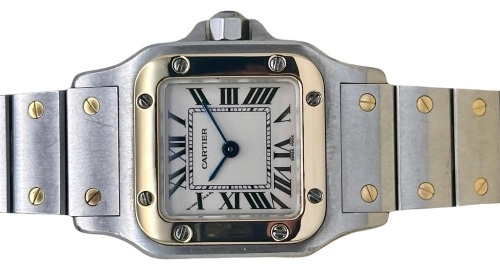 Cartier Santos Galb&eacute;e White Romans 18K Yellow Gold Ref W20012C4 2008