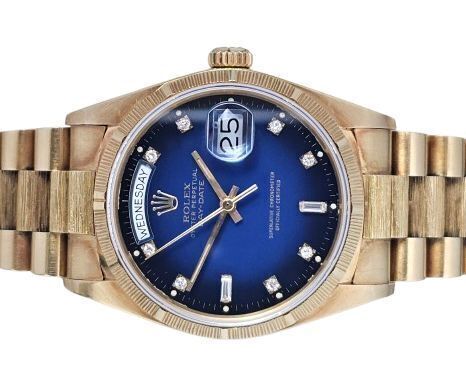 Rolex Day-Date 36 Blue Vignette Diamond Dial 18078