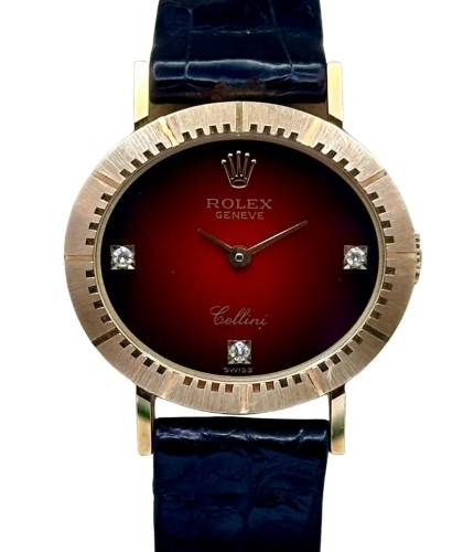 Rolex Cellini 18K Yellow Gold Red Vignette Diamond Ref 4081 1991