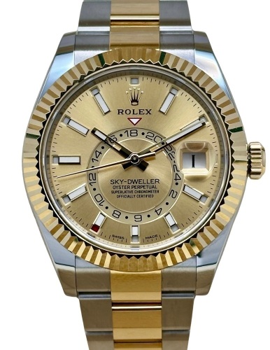 Rolex Sky-Dweller Champagne 18K Yellow Gold Two Tone Ref 326933 2021