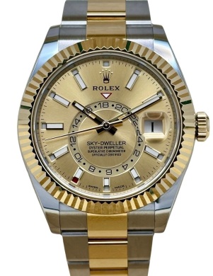 Rolex Sky-Dweller Champagne 18K Yellow Gold Two Tone Ref 326933 2021