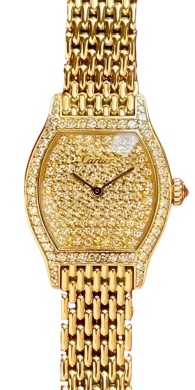 Cartier Tortue 66036 18k Yellow Gold Pave Dial Factory Diamond Set
