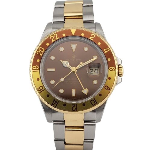 Rolex 16713 GMT Master II Two Tone RootBeer 40mm 1995 W Serial Box & RSC
