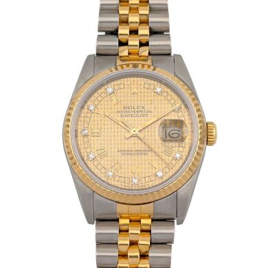 Rolex 16233 Datejust 36 Diamond Dial 36mm 1988 Box & Papers