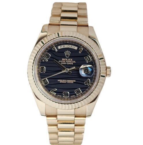 Rolex Day-Date II 41 Black Wave Dial 218238