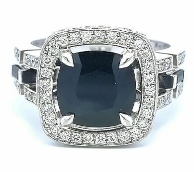 Canturi Jewels 18K White Gold Black Sapphire and Diamond Dress Ring from Metropolis collection