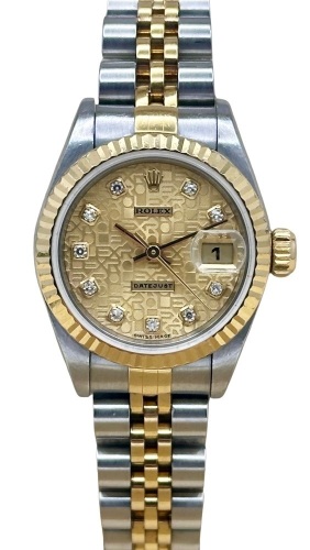 Rolex Lady-Datejust 26 Champagne Anniversary Big Diamond Ref 69173 1995