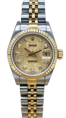Rolex Lady-Datejust 26 Champagne Anniversary Big Diamond Ref 69173 1995