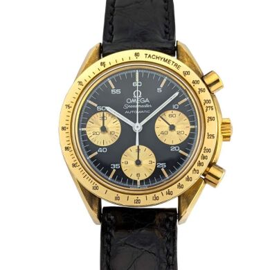 Omega 175.0032 Speedmaster Reduced 18k Gold Black Dial 39mm 1991 Box & Papers