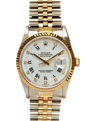 Rolex Datejust 36 Buckley Diamond Dial 18K Yellow Gold Ref 16233G 1997