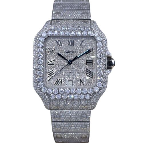 Cartier Santos Large Custom Diamond Set