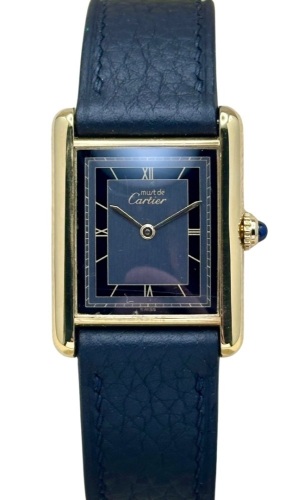 Cartier Tank Must De Cartier Vermeil Grey Romans Ref 6 81006