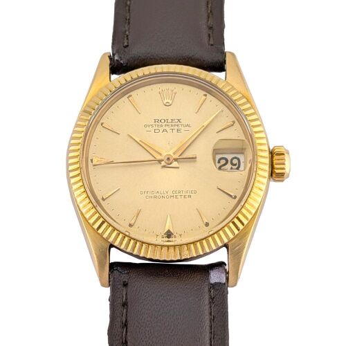Rolex 6627 Oyster Perpetual Date 18k Champagne Dial 30mm 1960