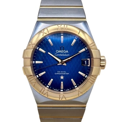 Omega Constellation 18K Rose Gold Blue Ref 123.20.38.21.03.001