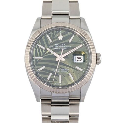 Rolex 126234 Datejust 36 Green Palm Dial 36mm 2023 Box & Papers