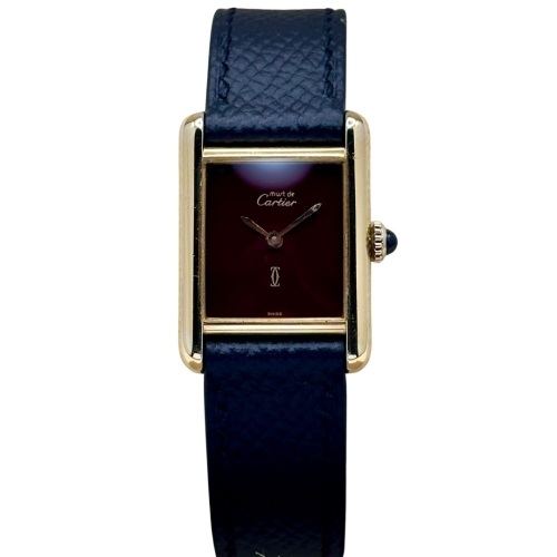 Cartier Tank Must Small Burgundy Dial Manual Winding