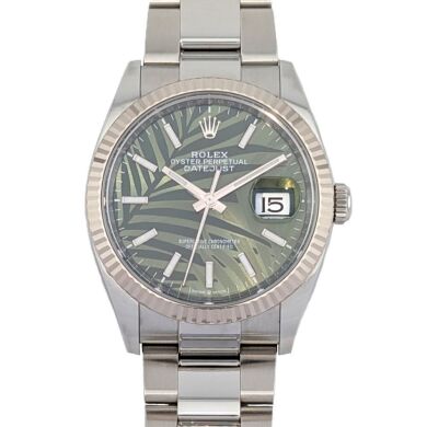 Rolex 126234 Datejust 36 Green Palm Dial 36mm 2023 Box & Papers