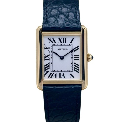 Cartier Tank Solo Large 18K Yellow Gold White Romans Ref 3167