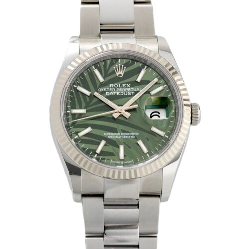 Rolex 126234 Datejust 36 Green Palm Dial 36mm 2023 Box & Papers