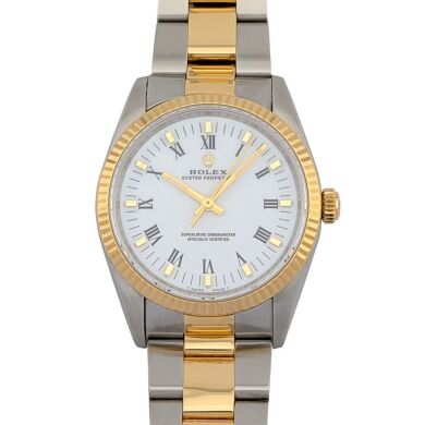Rolex 14233 Oyster Perpetual White Roman 34mm 1995 Box & Papers
