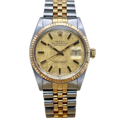Rolex Datejust 36 Linen 18K Yellow Gold Ref 16013 1983