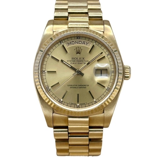 Rolex Day-Date 36 Champagne Dial 18K Yellow Gold Ref 18038 1983
