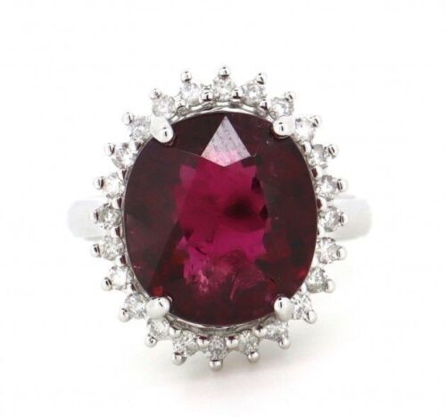 "Wholesaler Closing Down Must Be Sold" 14K White Gold, 7.43ct Pink Tourmaline and Diamond, Halo Ring