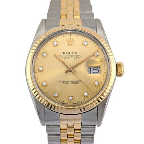 Rolex 16013 Datejust 36 Champagne Diamond Dial 36mm 1988 R-Serial