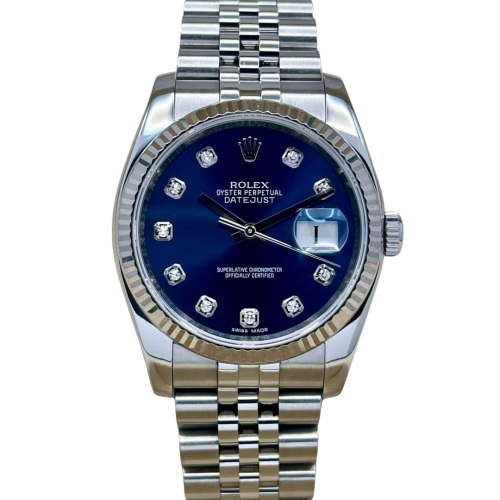 Rolex Datejust 36 Blue Diamond Dial Super Jubilee 18K White Gold Ref 116234 2016