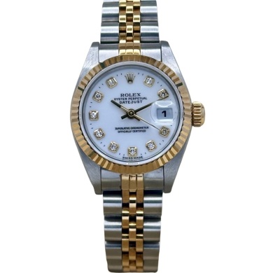 Rolex Lady-Datejust 26 White Big Diamond Dial Ref 69173G
