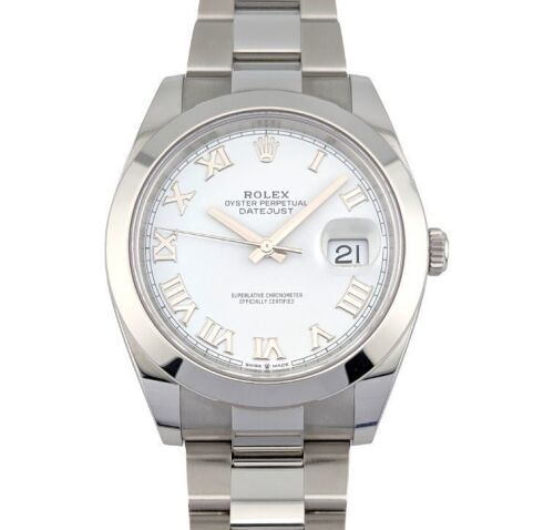 Rolex 126300 Datejust 41 White Roman Dial 41mm 2024 Box & Papers