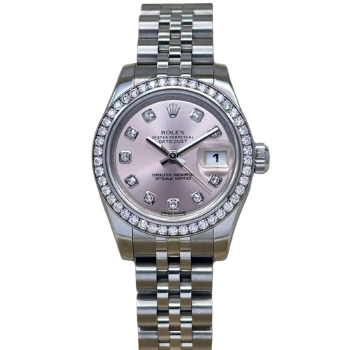 Rolex Lady-Datejust 26 Factory Diamond Bezel Pink Diamond Dial Ref 179384