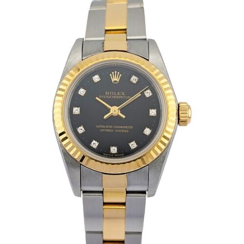 Rolex 76193G Oyster Perpetual Black Diamond Dial 2001 K-Serial