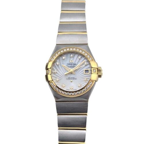 Omega 123.25.27.20.55.001 Constellation Ladies Two Tone MOP Diamond Dial 27mm ~2000s
