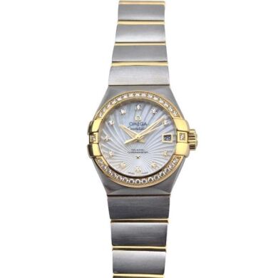 Omega 123.25.27.20.55.001 Constellation Ladies Two Tone MOP Diamond Dial 27mm ~2000s