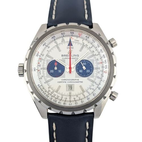 Breitling A41360 Chrono-Matic Left-Handed Blue Leather Strap 44mm 2005