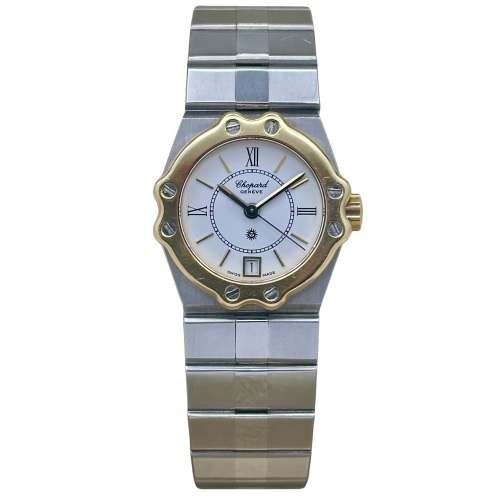 Chopard St. Mortiz Small White Romans 18K Yellow Gold Bezel Ref 8024