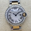 Cartier Ballon Bleu White Romans Diamond Bezel 18K Yellow Gold Ref 3009 - 2