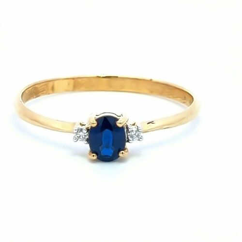 Blue Sapphire and Diamond Ring in 9K Yellow Gold