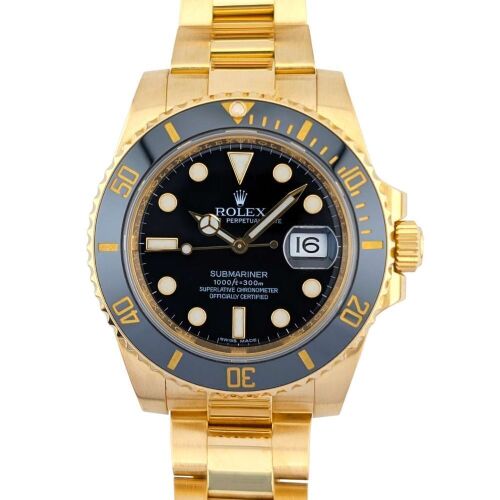 Rolex 116618LN Submariner Date 18k Yellow Gold 40mm 2009 Box & Papers