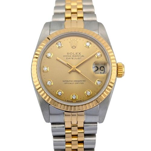 Rolex 68273G Datejust 31 Champagne Large Diamond Dial 31mm 1989