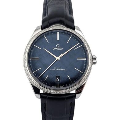 Omega 435.18.40.21.03.001 De Ville Tr&eacute;sor Blue Dial Diamonds 40mm 2020 Box & Papers