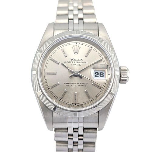 Rolex 69190 Oyster Perpetual Lady Date Silver Dial 26mm 1996 Box & Papers