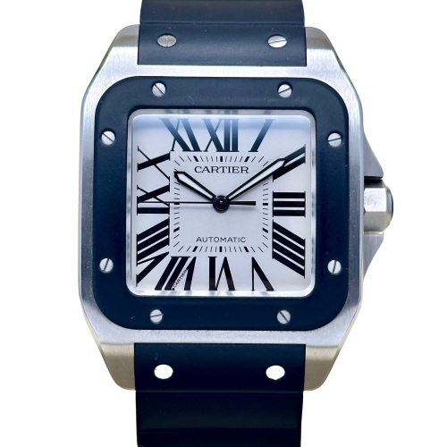 Cartier Santos 100 XL Automatic Rubber White Romans Ref 2656 2016