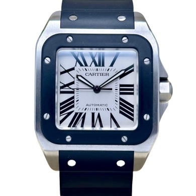 Cartier Santos 100 XL Automatic Rubber White Romans Ref 2656 2016