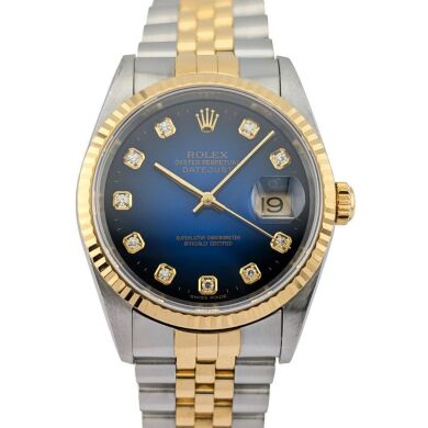 Rolex 16233G Datejust 36 Blue Vignette Diamond Dial 36mm