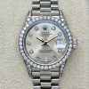 Rolex Lady-Datejust 26 President 18K White Gold Silver Diamond Dial Factory Diamond Set Ref 69159G - 3