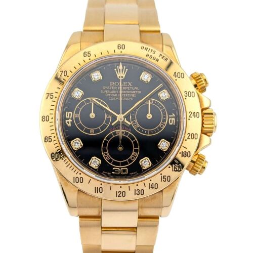 Rolex 116528 Daytona 18k Yellow Gold Diamonds 40mm 2005 Box & Papers