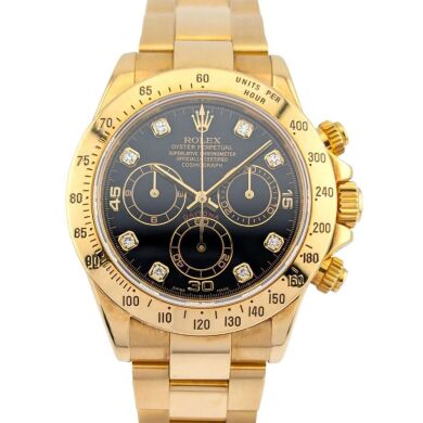Rolex 116528 Daytona 18k Yellow Gold Diamonds 40mm 2005 Box & Papers