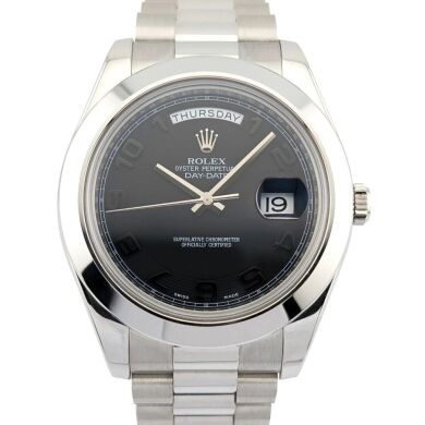 Rolex 218206 Day-Date II Platinum Black Out 41mm 2011 Box & Papers